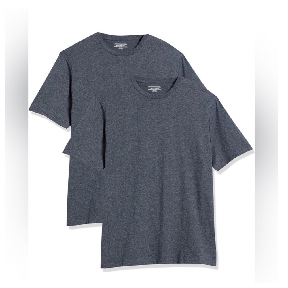Amazon Essentials Mens Regular Fit Short Sleeve Crewneck T-Shirt 2 Pack Charcoal
